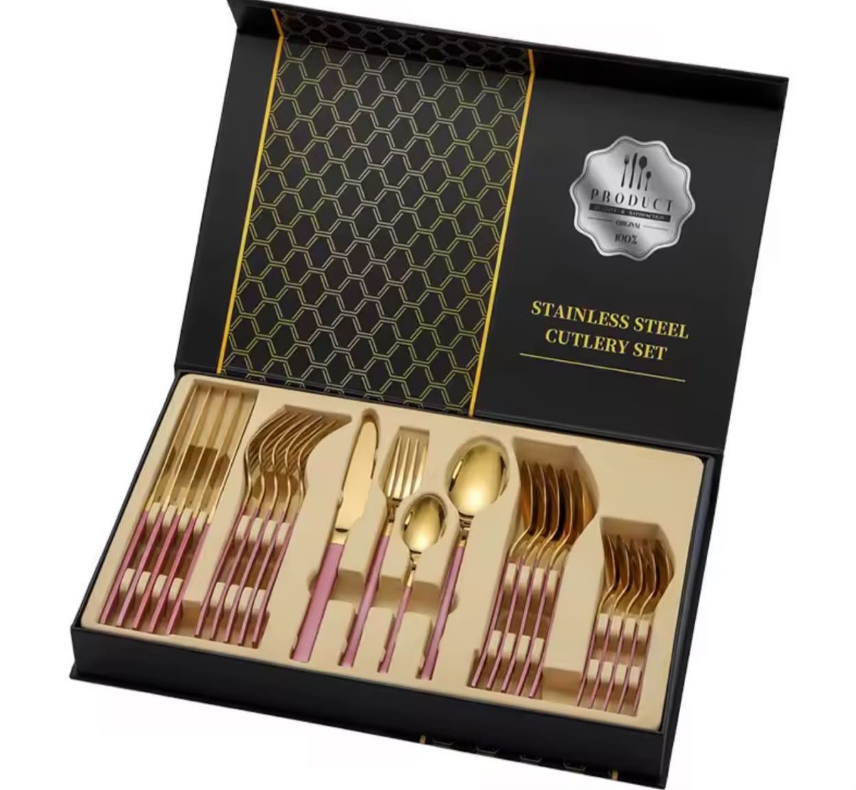 Set de couverts bicolore rose-doré
